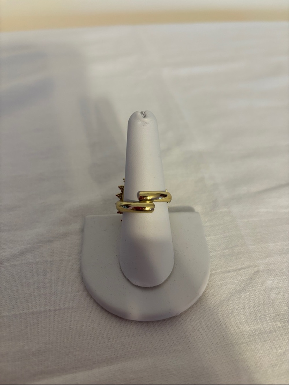 Gold-Tone Moonstone Adjustable Sunburst Statement Ring - size 9.5 - Picture 7 of 11